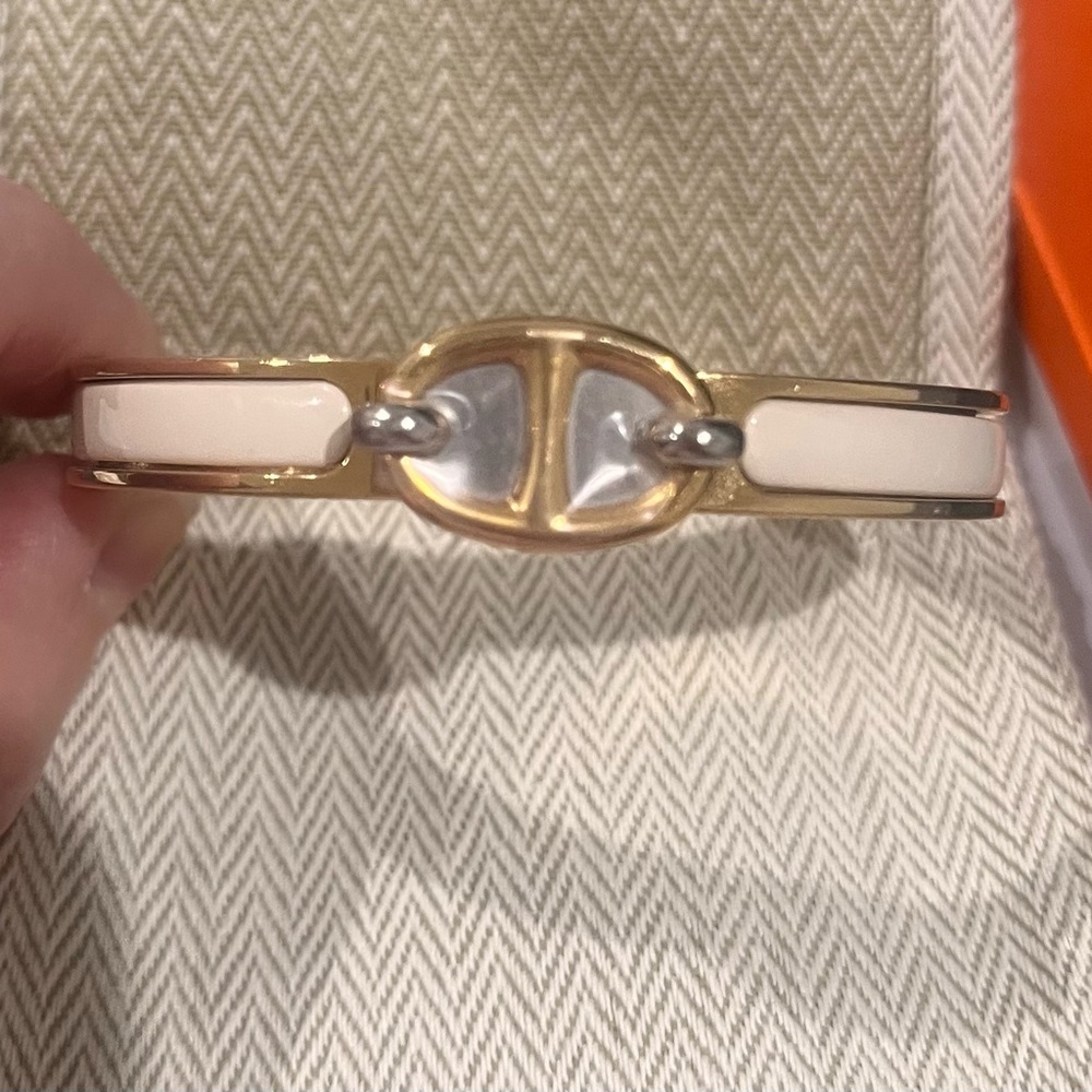 Hermes White rose gold plated mini clic chaine d’ancre bracelet